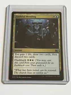Faithful Mending 221 MTG Innistrad Midnight Hunt 2021 Mint - 9.0 + Non Foil - Image 1