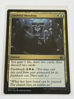 Faithful Mending 221 MTG Innistrad Midnight Hunt 2021 Mint - 9.0 + Non Foil - Image 2