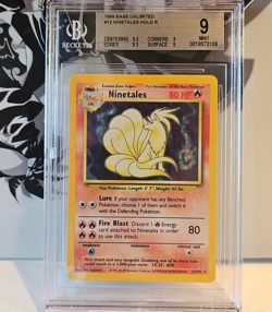 1999 POKEMON BASE SET UNLIMITED #12 NINETALES-HOLO BGS 9 - Image 1