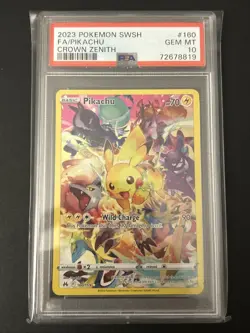 Pokemon Pikachu Crown Zenith Secret Rare Full Art #160 PSA 10 - Image 1