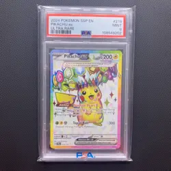 POKEMON 2024 Surging Sparks Ultra Rare FA PIKACHU EX #219 PSA 9 Mint RARE - Image 1