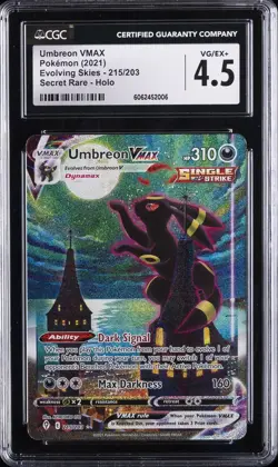 2021 POKEMON EVOLVING SKIES ALT ART SECRET RARE 215/203 UMBREON VMAX CGC 4.5 - Image 1