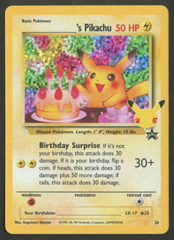 Pokemon TCG: Birthday Pikachu 24 Celebrations 25th Anniversary Black Star Promo - Image 1