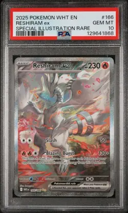 PSA 10 *GEM MINT* 2025 Pokemon White Reshiram ex #166 Special Illustration Rare - Image 1