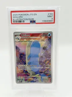 2025 Pokemon JTG EN WAILORD 162/159 HOLO ILLUSTRATION RARE MINT PSA 9 - Image 1