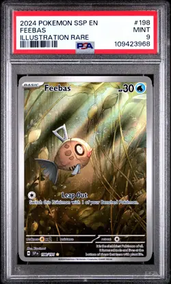 2024 POKEMON SSP EN-SURGING SPARKS ILLUSTRATION RARE #198 FEEBAS PSA 9 - Image 1