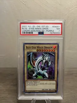 Yugioh Blue-Eyes White Dragon LDS2-EN001 Ultra Rare Blue Text PSA 7 NM - Image 1