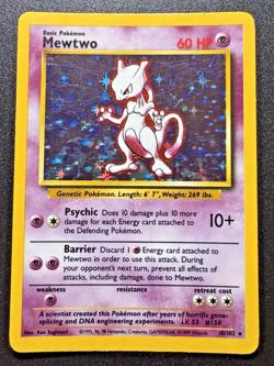 Mewtwo 10/102 Base Set Pokemon Card Holo Foil Rare HP - Image 1