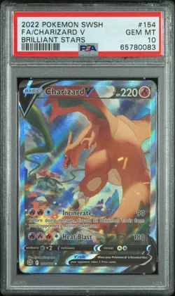 Pokemon TCG Charizard V 154/172 PSA 10 Brilliant Stars Full Art GEM MT Card FA - Image 1