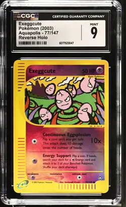 CGC 9 Exeggcute 77/147 Reverse Holo Aquapolis Pokemon Card - Image 1