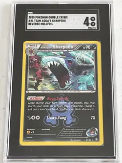 RARE REVERSE HOLO Team Aqua's Sharpedo! 2015 Pokemon TCG Double Crisis #21/34 - Image 1