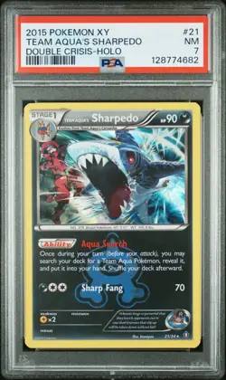 Pokemon Card Team Aqua's Sharpedo 21/34 Holo Foil Double Crisis PSA 7 NM - Image 1