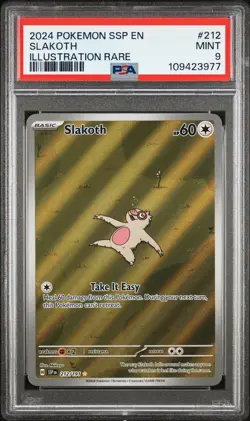 2024 POKEMON SSP EN-SURGING SPARKS ILLUSTRATION RARE #212 SLAKOTH PSA 9 - Image 1