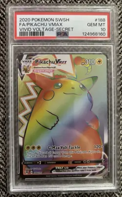 Pokemon Vivid Voltage Pikachu VMax Rainbow Secret Rare 188/185 PSA 10 GEM MINT - Image 1
