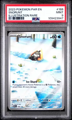 2023 POKEMON PAR EN-PARADOX RIFT ILLUSTRATION RARE #188 SNORUNT PSA 9 - Image 1