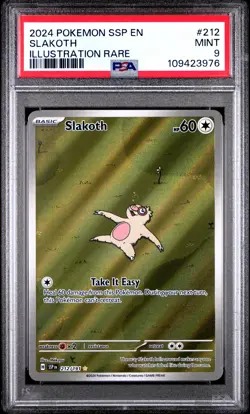 2024 POKEMON SSP EN-SURGING SPARKS ILLUSTRATION RARE #212 SLAKOTH PSA 9 - Image 1