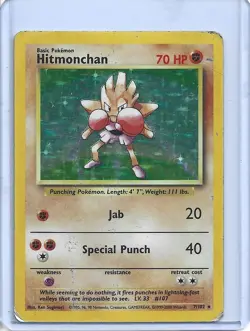 Holo Hitmonchan 7/102 Base Set Pokemon Card - Very Good - Image 1