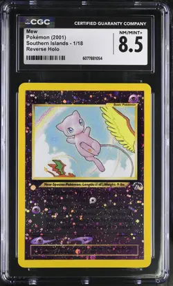 CGC 8.5 Mew 2001 Southern Islands 1/18 Reverse Holo SWIRL Pokemon Card - Image 1