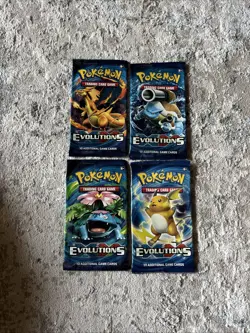 Pokemon 4x SET EMPTY XY Evolutions Booster Packs NO CARDS Full Art Set🔥 - Image 1