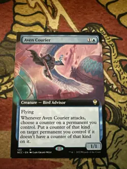 Mtg Magic Commander Full Art Aven Courier Misprint Error Square Corner Card - Image 1