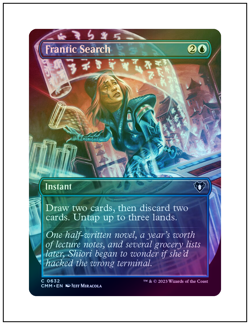 1x Frantic Search, Foil Borderless Art, Commander Masters, Magic MTG NM - Image 1