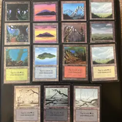 English - MTG Beta Basic Land Lot Of 15 - All Art Variants - Image 1