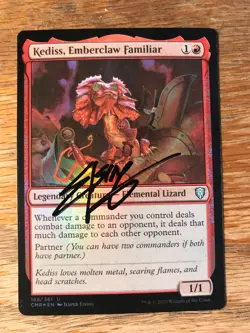 Magic the Gathering MTG foil Kediss, Emberclaw Familiar Commander signed NM - Image 1