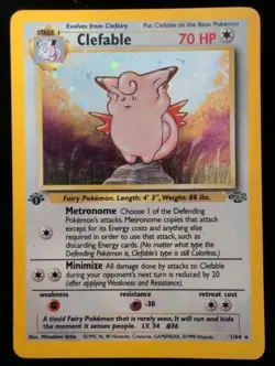 Clefable 1/64 1st Edition Jungle Holo Pokemon Vintage WOTC - Image 1