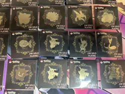Pokemon 24k Gold Plated Stickers SEALED Lot All Mint Gengar Mewtwo Pikachu More - Image 3