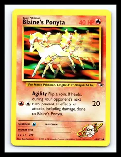 💥 Blaine's Ponyta # 74/132 Gym Heroes 2000 Non Holo Pokemon Vintage - Image 1