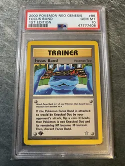 Pokemon Neo Genesis #86 - Focus Band - Gem MINT - 1st Edition - PSA 10! - Image 1