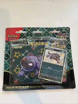 Pokemon TCG Paldean Fates Tech Sticker Collection 3 Packs - Maschiff Promo - Image 1