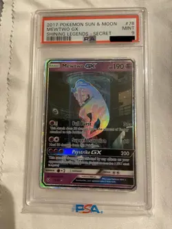 2017 POKEMON SUN & MOON SHINING LEGENDS SECRET #78 MEWTWO GX PSA 9 - Image 2