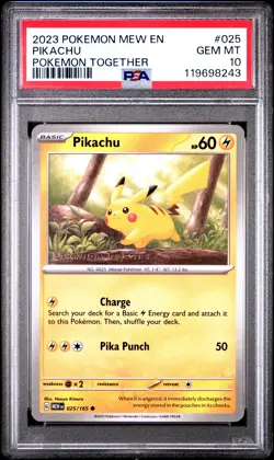 2023 POKEMON MEW EN-151 POKEMON TOGETHER #025 PIKACHU PSA 10 - Image 1
