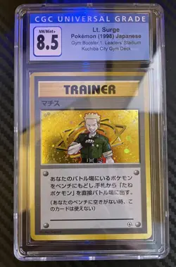CGC 8.5 Pokemon Japanese Lt. Surge Holo Gym Hero’s Kuchiba City Gym Deck - Image 1