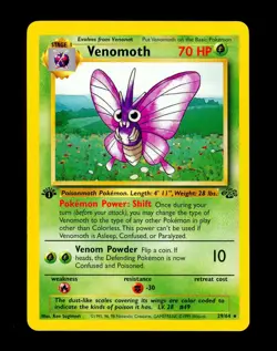 1999 Pokemon VENOMOTH Jungle Set 1ST EDITION Rare NON HOLO Card 29/64 WotC MINT - Image 1