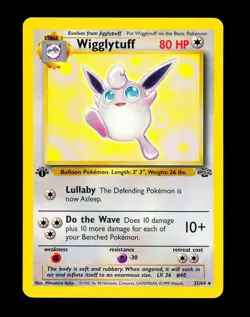 1999 Pokemon WIGGLYTUFF Jungle Set 1ST EDITION Rare NON HOLO Card 32/64 WotC NM+ - Image 1