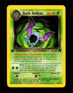 2000 Pokemon DARK GOLBAT Team Rocket 1ST EDITION Non Holo RARE Set Card 24/82 NM - Image 1