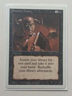 MAGIC THE GATHERING DEMONIC TUTOR SINGLE CARD REVISED 1993 MTG CCG SLEEVED - Image 1