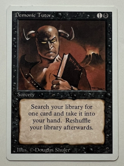 MAGIC THE GATHERING DEMONIC TUTOR SINGLE CARD REVISED 1993 MTG CCG SLEEVED - Image 2