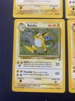 Pikachu & Raichu Set of (4) Pokemon WOTC Cards Base Set 2 HOLO Jungle Fossil LP - Image 4
