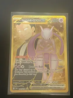 Pokemon Destined Rivals Gold Team Rockets Mewtwo EX Hyper Rare Card 240/182 - Image 1