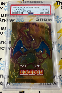 ⚡❄ 1999 Pokemon Japanese Meiji Charizard Lizardon Promo Embossed PSA 8 - Image 1