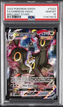 2022 POKEMON SWORD & SHIELD BRILLIANT STARS #TG23 FULL ART/UMBREON VMAX PSA 10 - Image 1