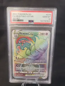 2022 POKEMON GO SECRET #079 FULL ART/MEWTWO VSTAR PSA 10 - Image 1