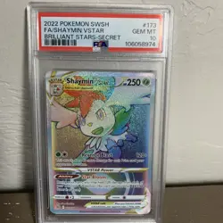 Pokemon Brilliant Stars Shaymin VStar 173/172 Secret Rare Rainbow Holo PSA 10 - Image 1