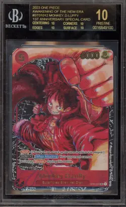 One Piece CCG Monkey.D.Luffy 1st Ann. Special Card ST01-012 BGS 10 BLACK LABEL - Image 1