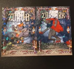 ZORUA ZOROARK X2 Cards Prisma Trick Or Treat Halloween Cracked Ice Holo - Image 1