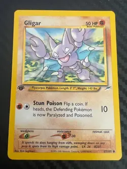 Pokemon TCG Gligar Neo Destiny 67/105 Regular 1st Edition Common LP - Image 1