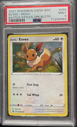 Pokemon Eevee Holo Promo from Battle Styles 3 Pack Blister #095 PSA 9 - Image 1